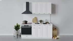 Кухонный гарнитур «Бьянка» длиной 180 см со шкафом НБ (Белый/Дуб белый)