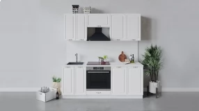 Кухонный гарнитур «Бьянка» длиной 200 см со шкафом НБ (Белый/Дуб белый)