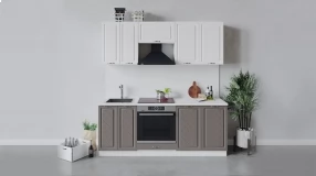 Кухонный гарнитур «Бьянка» длиной 200 см со шкафом НБ (Белый/Дуб белый/Дуб серый)