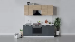 Кухонный гарнитур «Гранита» длиной 200 см со шкафом НБ (Дуб сонома/Бетон Графит)